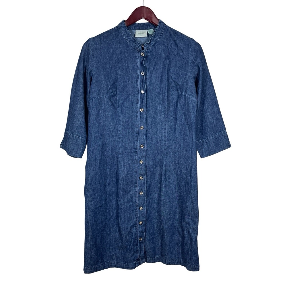 Vermont Country Store Denim Dress Size M 100% Cotton Cottagecore Prairie
